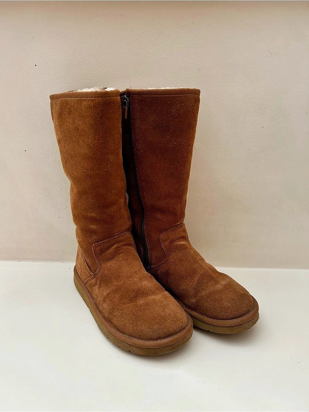 UGG Tall Side-Zip Suede Boots Brown US 5